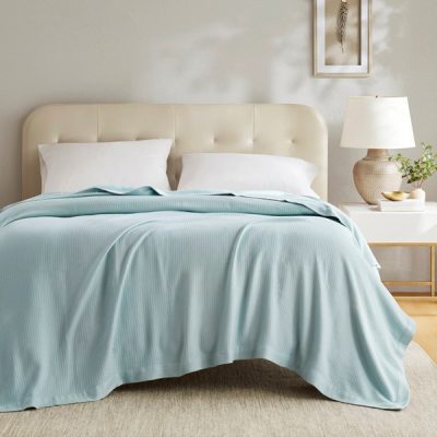 Madison Park 100% Certified Egyptian Cotton Blanket in Light Blue, Twin MP51N-6187
