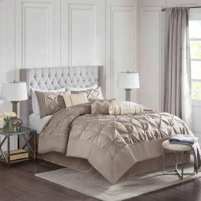 Madison Park Laurel 7 Piece Tufted Comforter Set in Taupe, King MP10-252