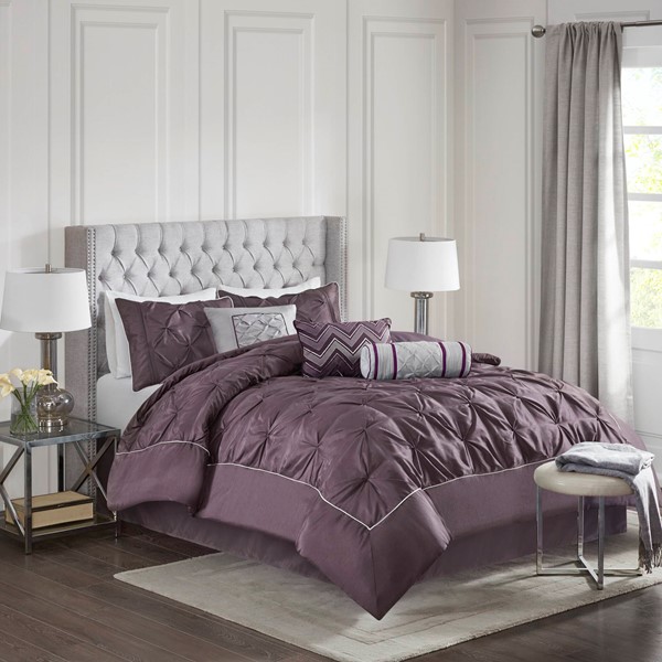 Madison Park Laurel 7 Piece Tufted Comforter Set in Plum, Full MP10-659 - Image 3
