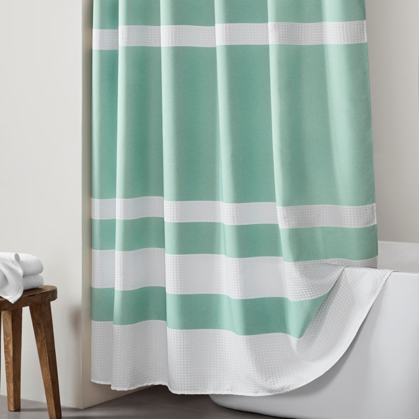 Madison Park Spa Waffle Shower Curtain with 3M Treatment in Aqua, 72x72" MP70-1485 - Image 3