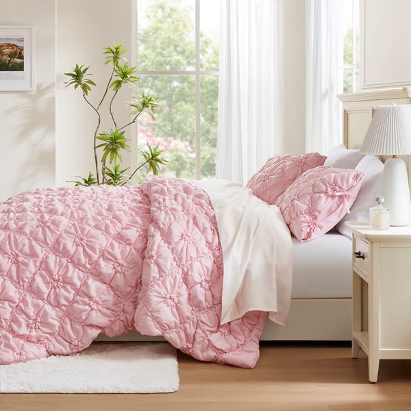 Intelligent Design Lily Comforter Set in Pink, King ID10-2472 - Image 5