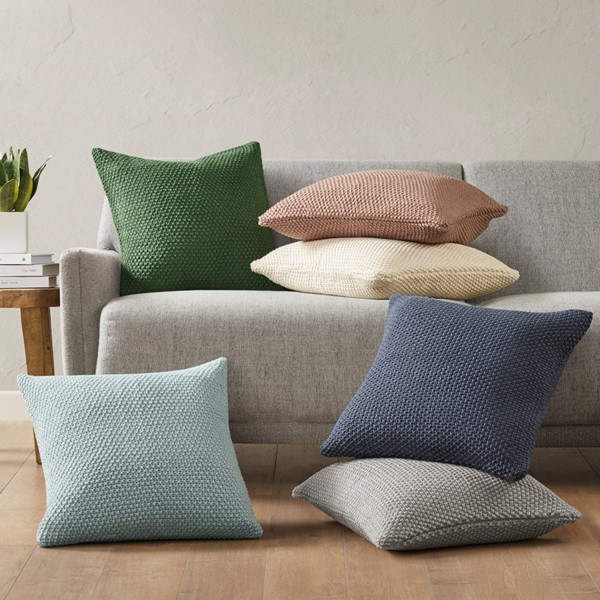 INK+IVY Bree Knit Euro Pillow Cover in Indigo, 26x26" II30-1147 - Image 6