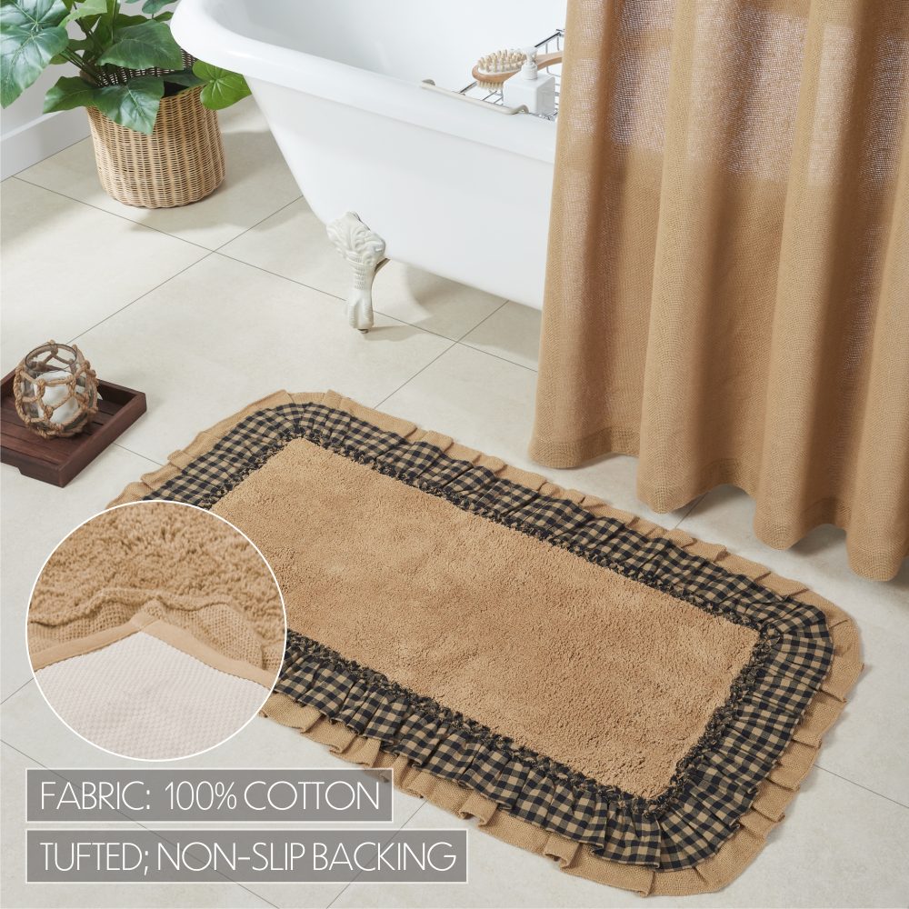 Burlap Natural w/ Black Check Bathmat 27x48 - Image 7