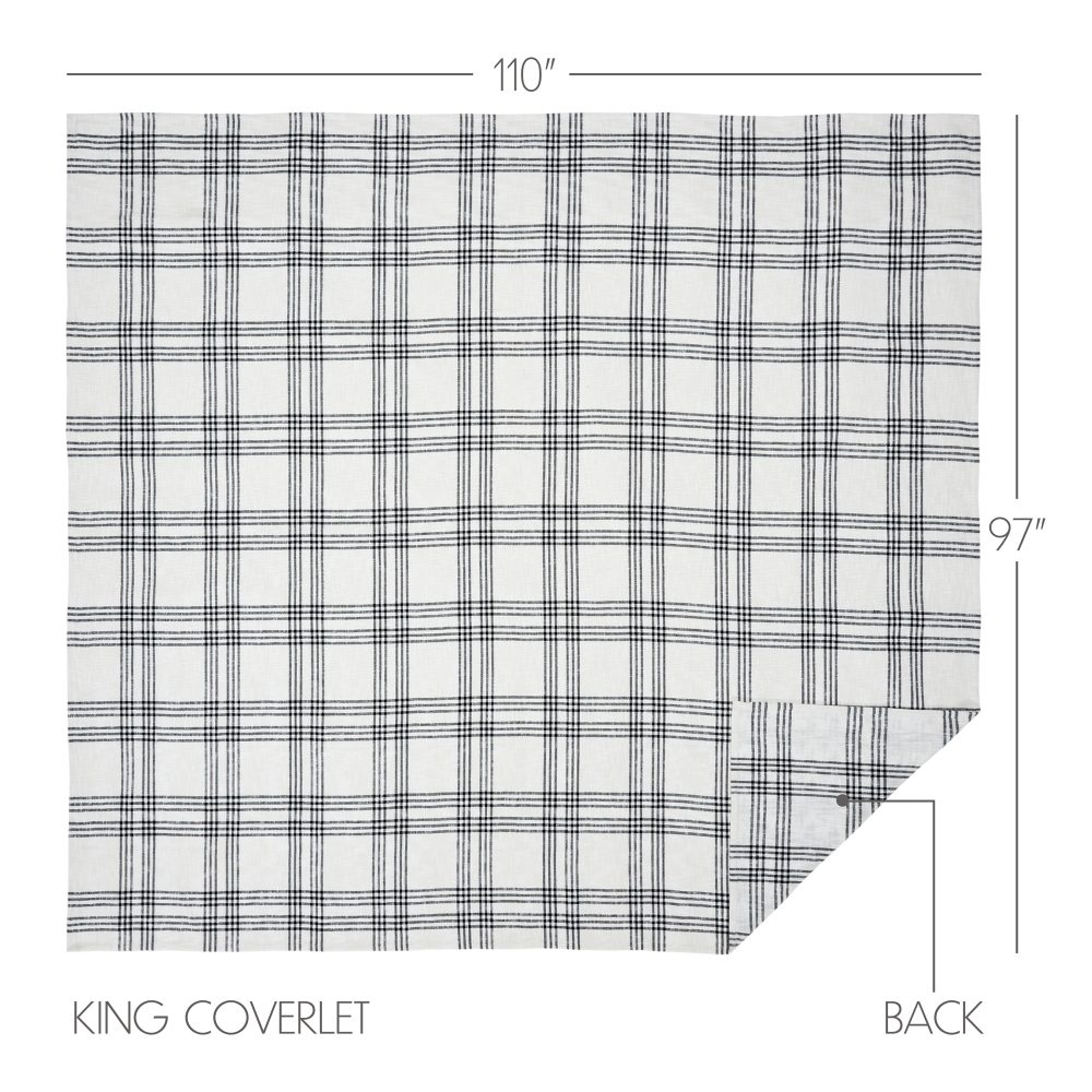 Black Plaid King Coverlet 97x110 - Image 4