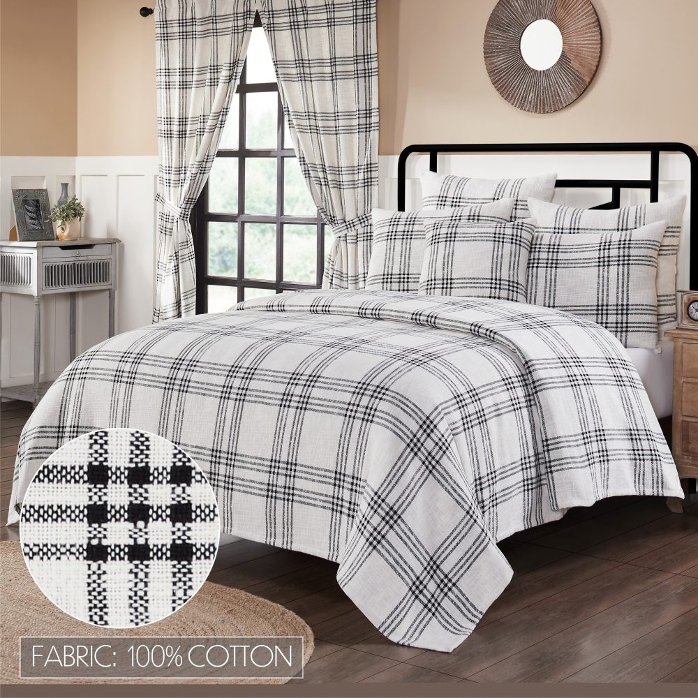 Black Plaid King Coverlet 97x110 - Image 5