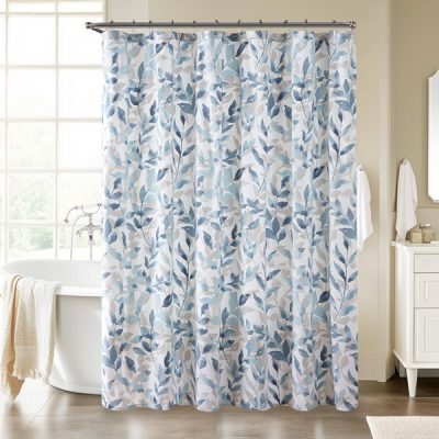 Madison Park Essentials Sofia Botanical Printed Shower Curtain in Blue, 72x72" MPE70-872