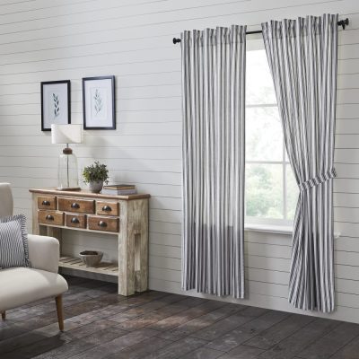 Sawyer Mill Black Ticking Stripe Panel Set of 2 84x40