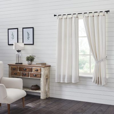 Stitched Burlap White Short Panel Set of 2 63x36