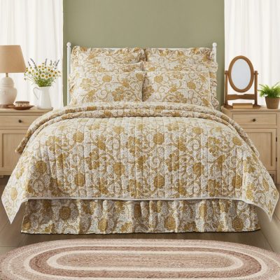 Dorset Gold Floral King Quilt 105Wx95L