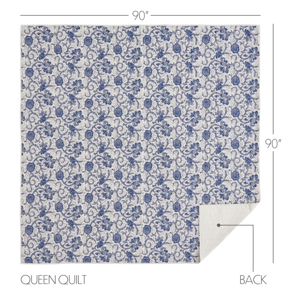 Dorset Navy Floral Queen Quilt 90Wx90L - Image 5