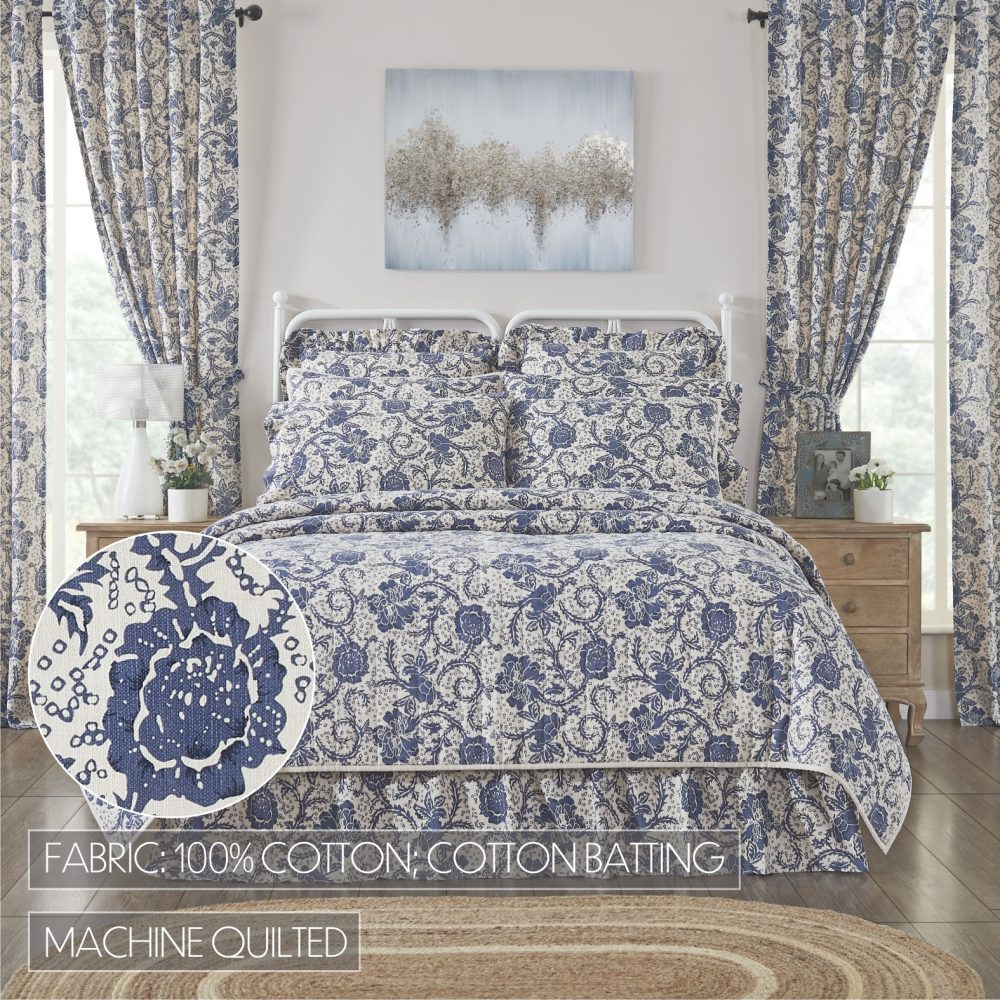 Dorset Navy Floral Queen Quilt 90Wx90L - Image 6