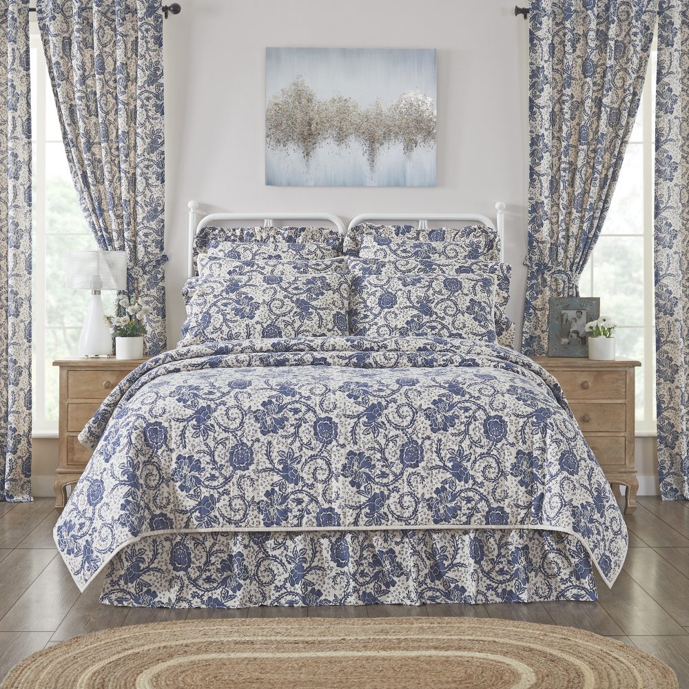 Dorset Navy Floral Queen Quilt 90Wx90L - Image 4