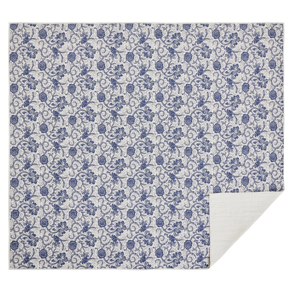 Dorset Navy Floral Queen Quilt 90Wx90L - Image 3