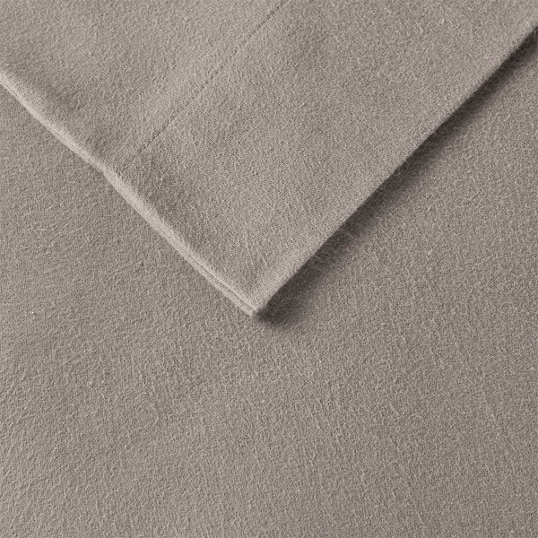 True North by Sleep Philosophy Cozy Cotton Flannel Printed Sheet Set in Grey Solid, Queen TN20-0108 - Image 2