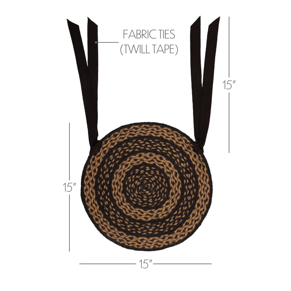 Black & Tan Jute Chair Pad 15 inch Diameter - Image 4