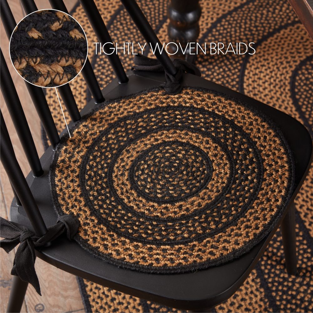 Black & Tan Jute Chair Pad 15 inch Diameter - Image 5