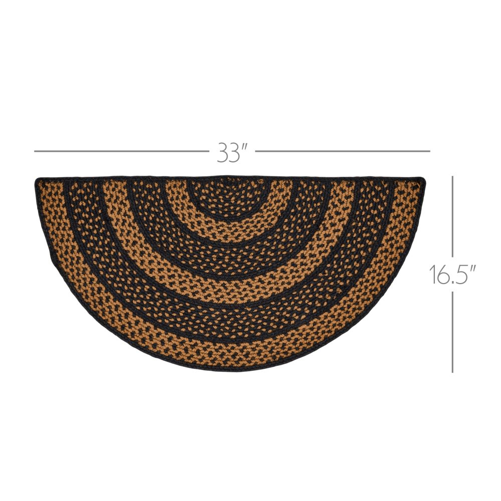 Black & Tan Jute Rug Half Circle 16.5x33 - Image 3