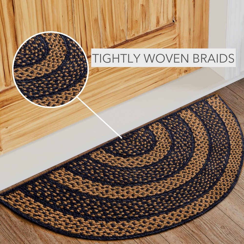Black & Tan Jute Rug Half Circle 16.5x33 - Image 5