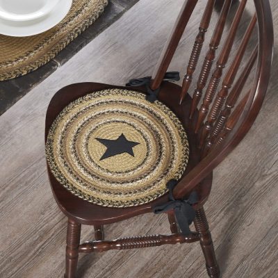 Kettle Grove Jute Chair Pad Applique Star 15 inch Diameter