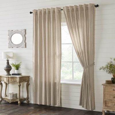 Sawyer Mill Charcoal Ticking Stripe Panel Set of 2 96x50