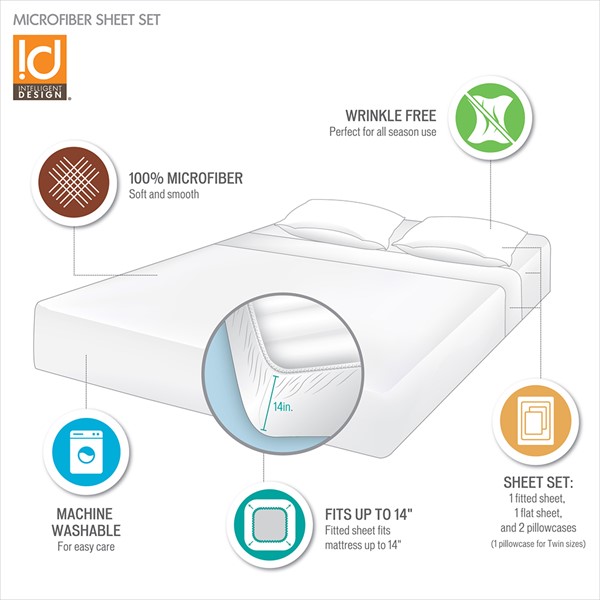 Intelligent Design Microfiber All Season Soft Touch Sheet Set in Pink, King ID20-141 - Image 2