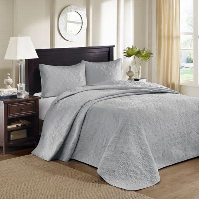 Madison Park Quebec Reversible Bedspread Set in Grey, King MP13-2990