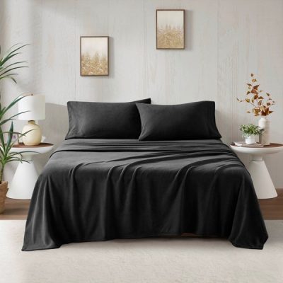 True North by Sleep Philosophy Micro Fleece Sheet Set in Black, Twin XL TN20-0461