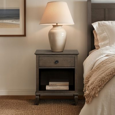 Madison Park Signature Victoria one-drawer wood nightstand with shelf in Antique Brown, One Size MPS136-0312