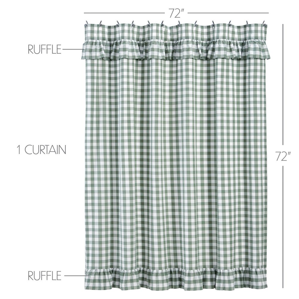 Annie Buffalo Green Check Ruffled Shower Curtain 72x72 - Image 4
