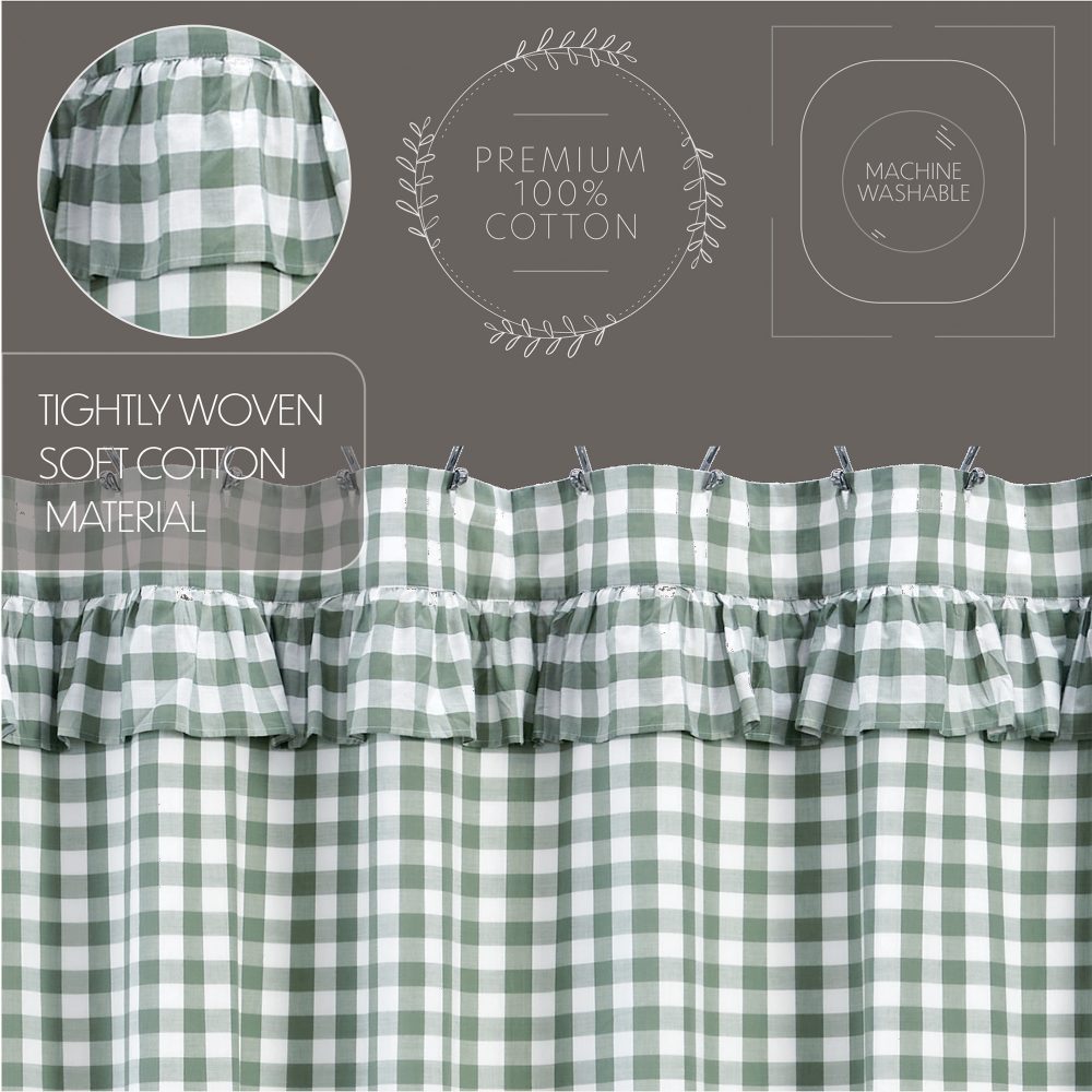 Annie Buffalo Green Check Ruffled Shower Curtain 72x72 - Image 7