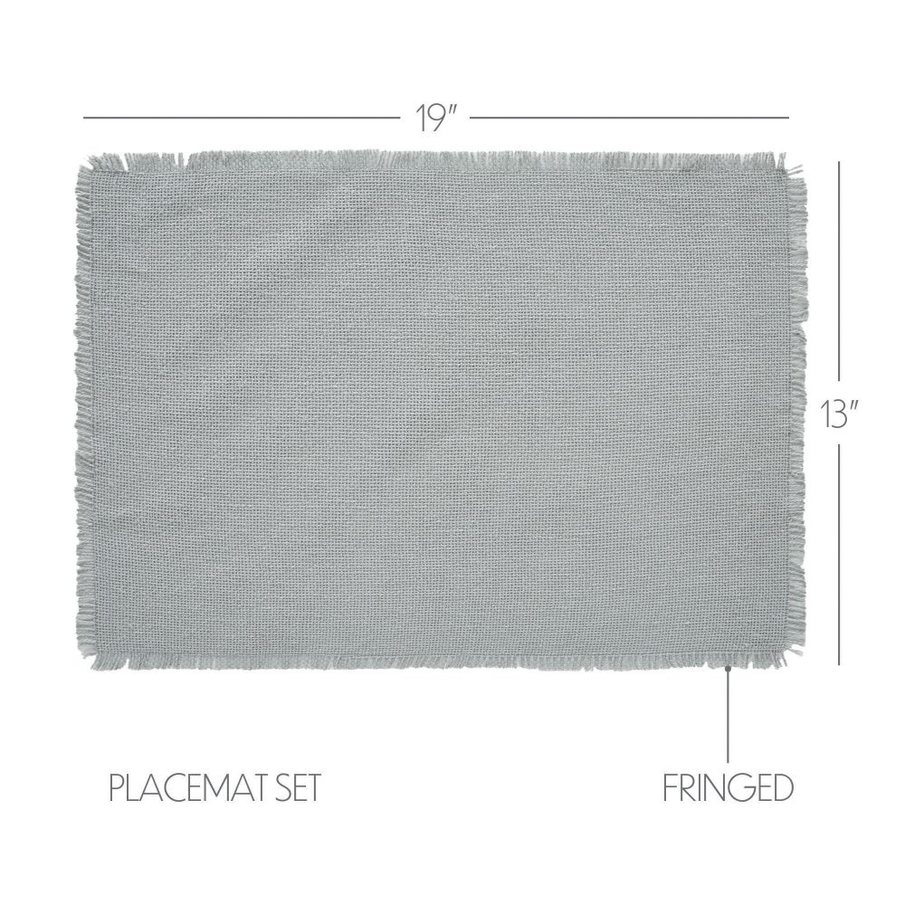 Burlap Dove Grey Placemat Set of 6 Fringed 13x19 - Image 4