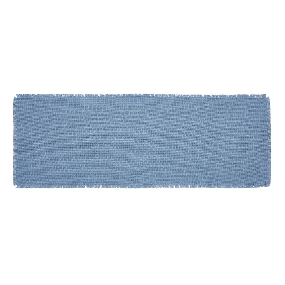 Burlap Blue Runner Fringed 12x36 - Image 2