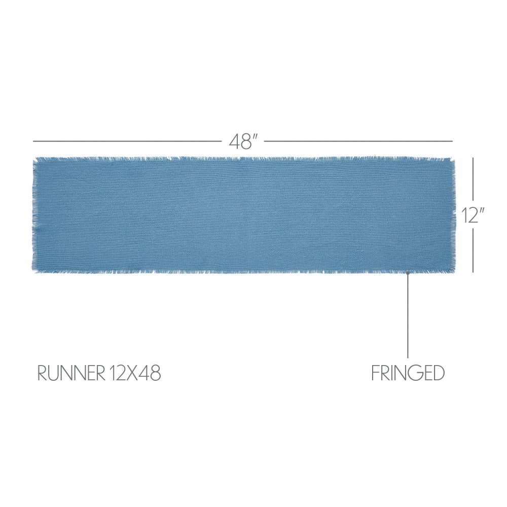 Burlap Blue Runner Fringed 12x48 - Image 3