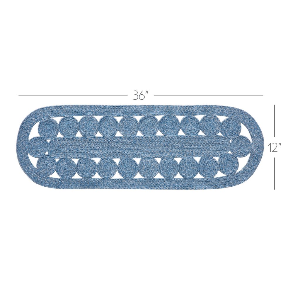 Celeste Blended Blue Indoor/Outdoor Runner Oval 12x36 - Image 3