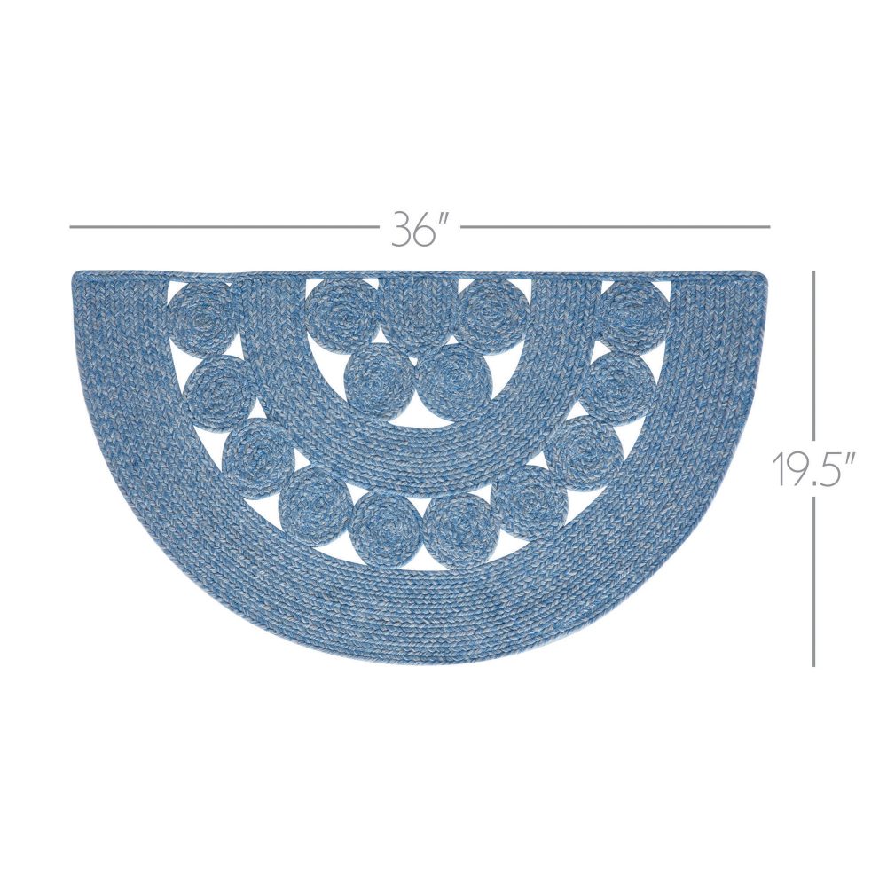 Celeste Blended Blue Indoor/Outdoor Half Circle Rug 19.5x36 - Image 3