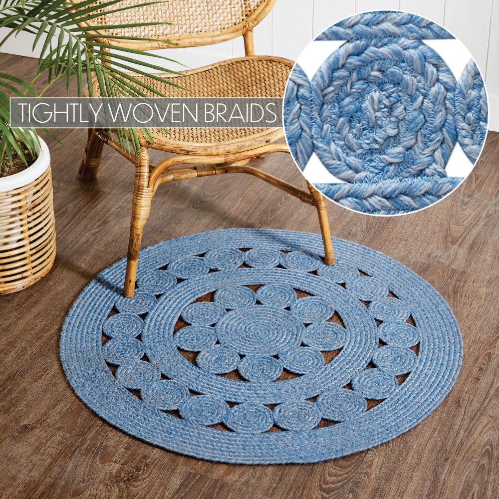 Celeste Blended Blue Indoor/Outdoor Rug 3ft Round - Image 4