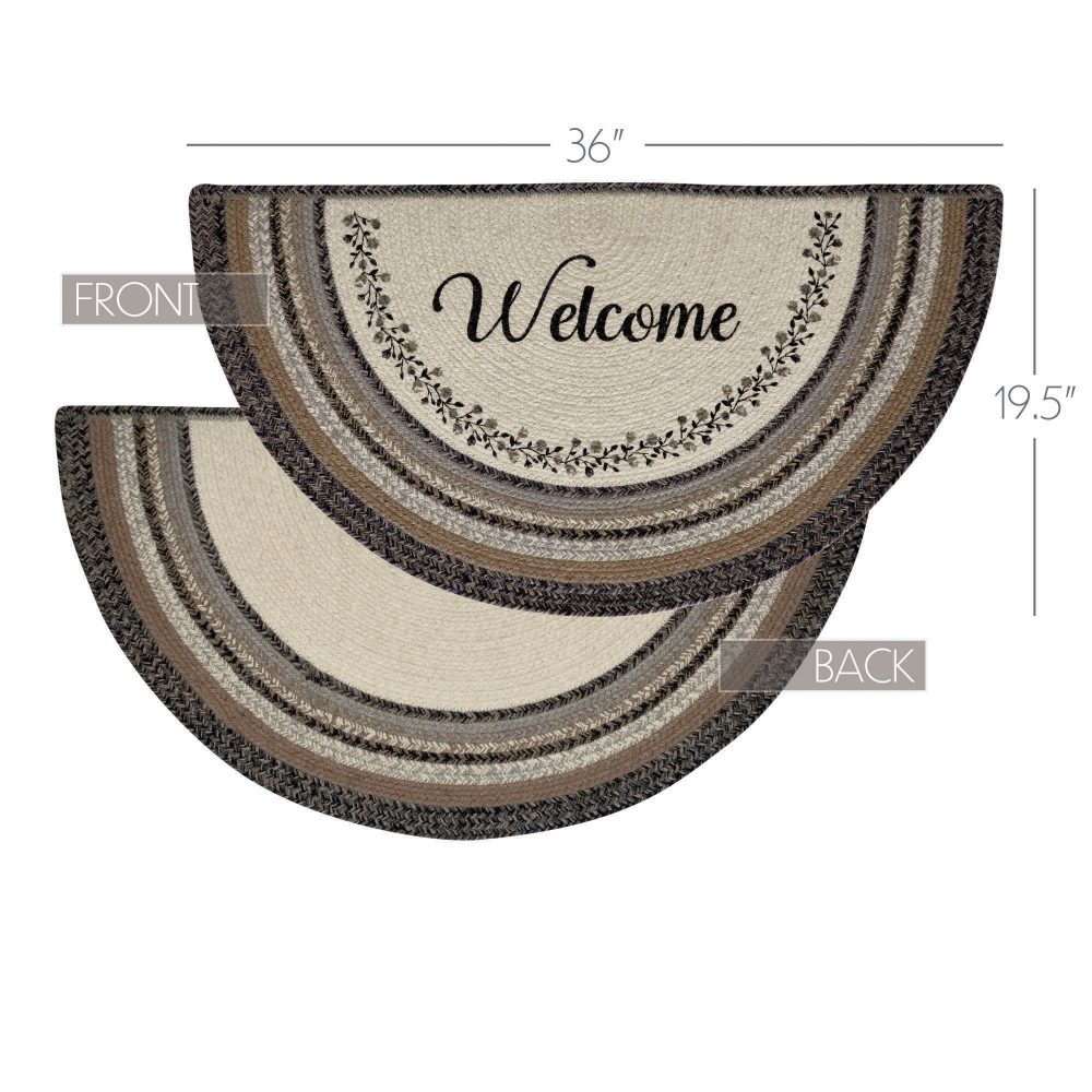 Floral Vine Jute Rug Half Circle Welcome 19.5x36 - Image 5