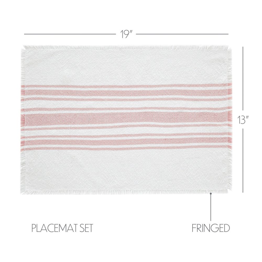 Antique White Stripe Coral Indoor/Outdoor Placemat Set of 6 13x19 - Image 4