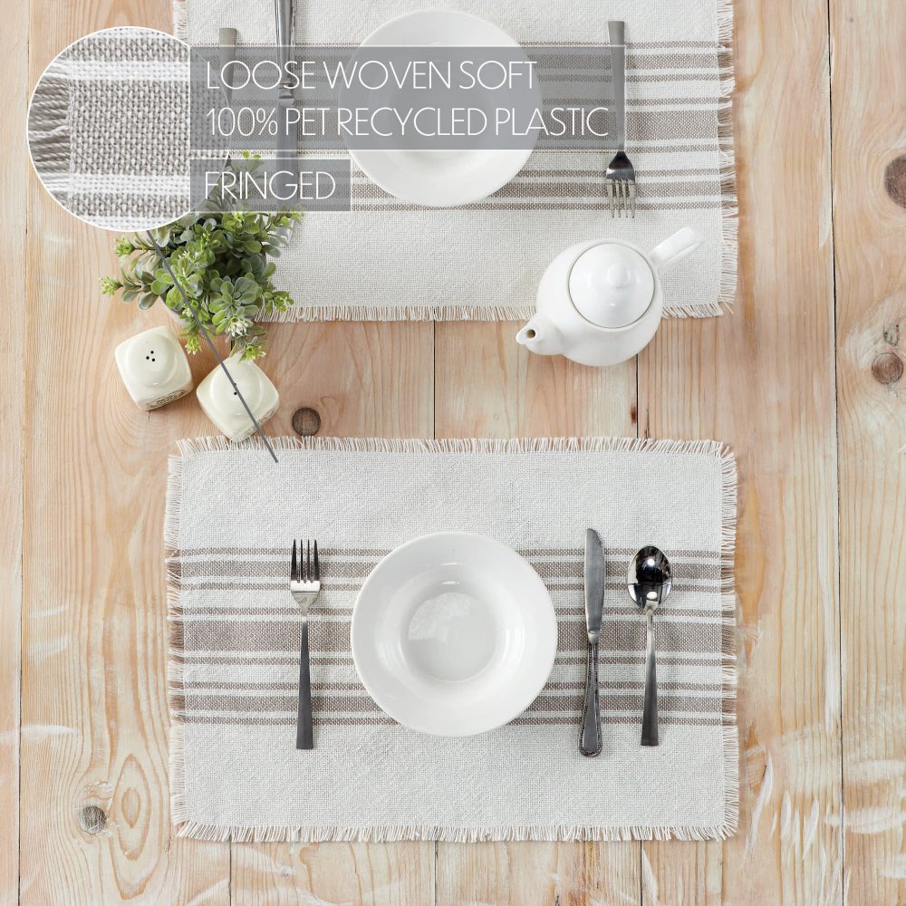 Antique White Stripe Dove Grey Indoor/Outdoor Placemat Set of 6 13x19 - Image 5
