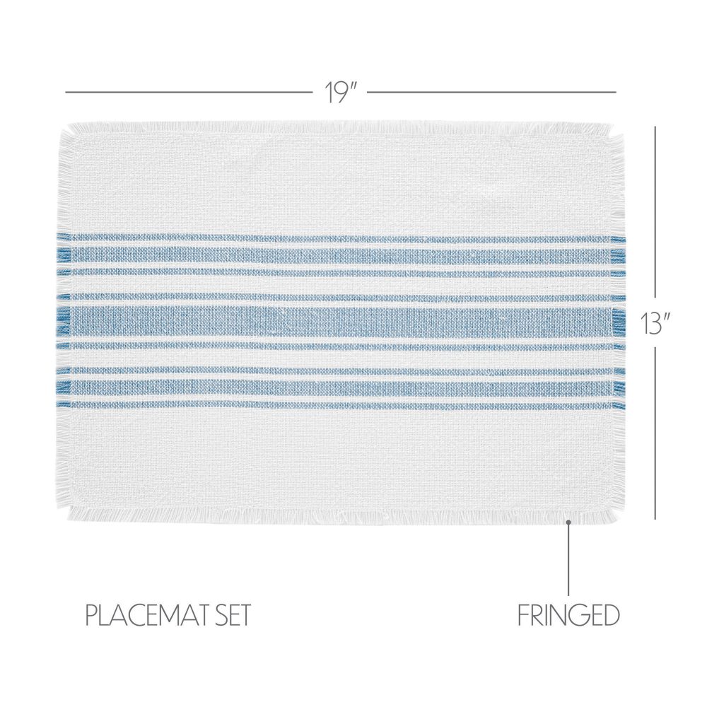 Antique White Stripe Blue Indoor/Outdoor Placemat Set of 6 13x19 - Image 4