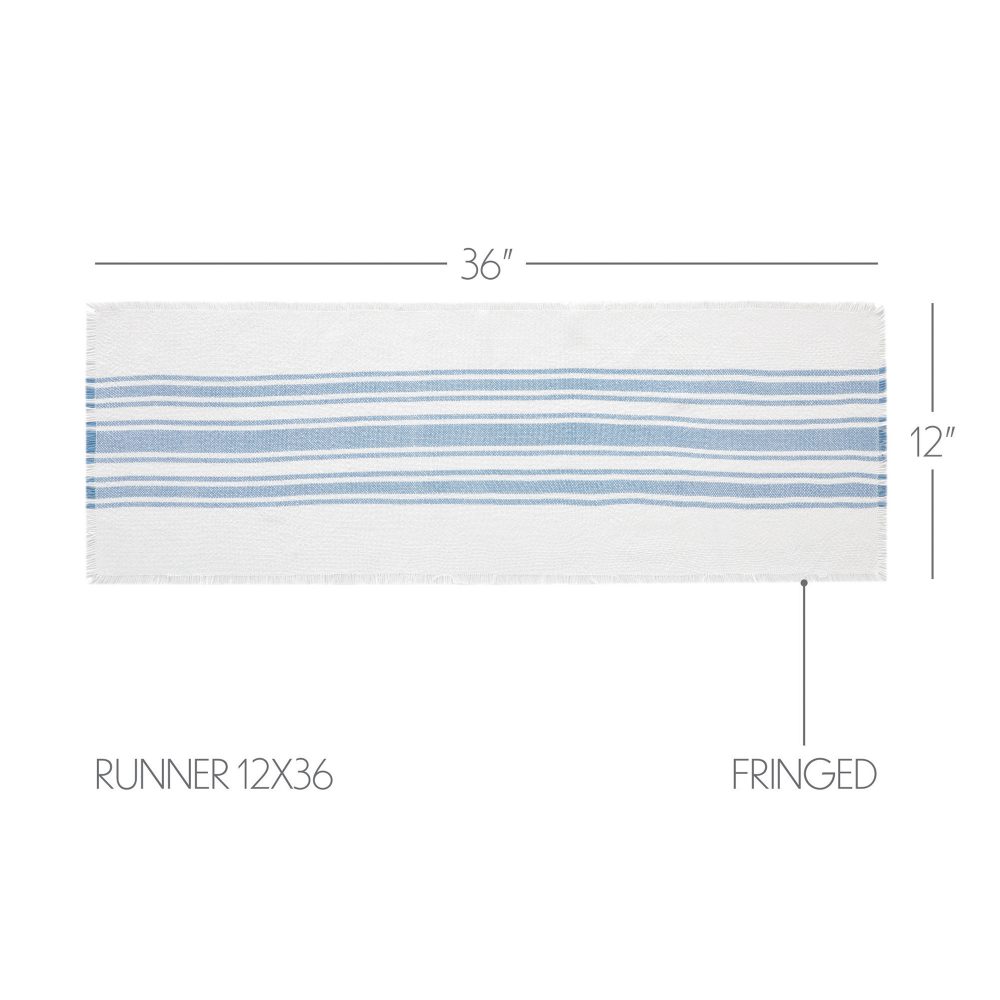 Antique White Stripe Blue Indoor/Outdoor Runner 12x36 - Image 3