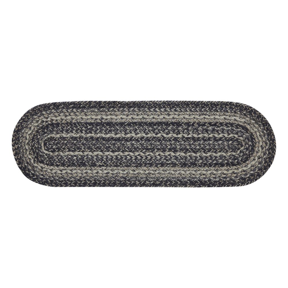 Sawyer Mill Black White Jute Stair Tread Oval Latex 8.5x27 - Image 2