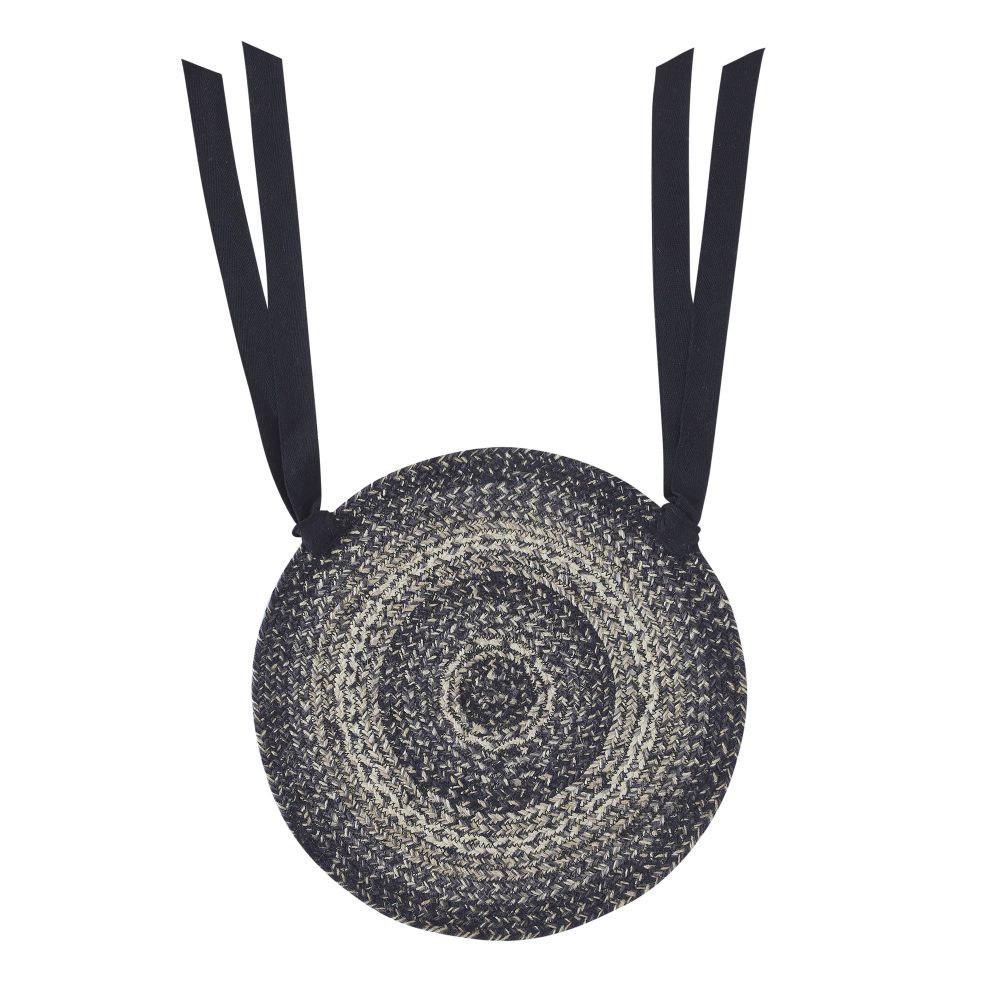 Sawyer Mill Black White Jute Chair Pad 15 inch Diameter - Image 2