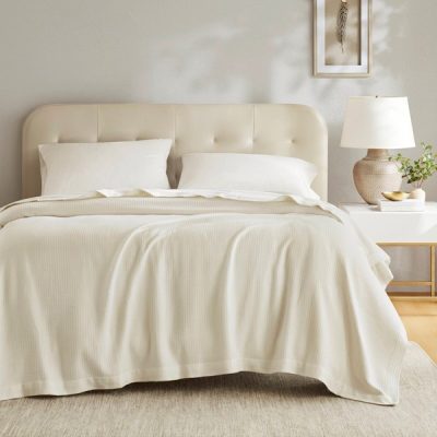 Madison Park 100% Certified Egyptian Cotton Blanket in Ivory, King MP51N-5173