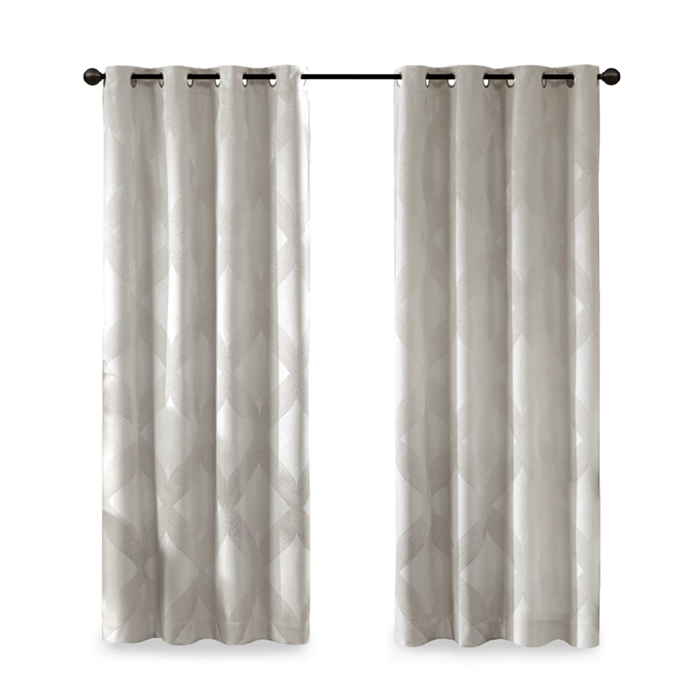 SunSmart Bentley Ogee Knitted Jacquard Total Blackout Curtain Panel in Ivory, 50x84" SS40-0059 - Image 4