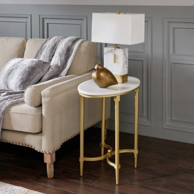 Madison Park Signature Bordeaux End Table in White/Gold, One Size MPS120-0124