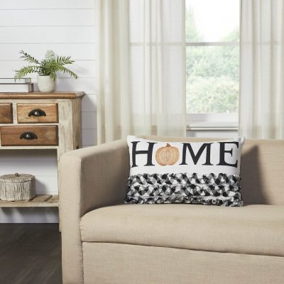 Annie Black Buffalo Check Pumpkin Ruffle Accent Pillow 14x22 Farmhouse Fall Home Decor