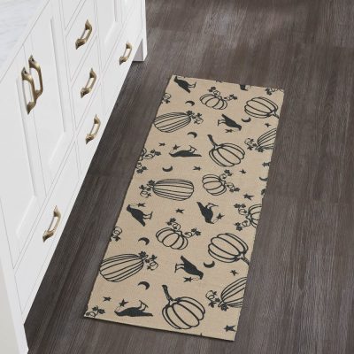 Raven Harvest Black Polypropylene Indoor Outdoor Runner Rug 17x48 Farmhouse Rustic Durable Easy Clean Entryway Patio Kitchen Hallway