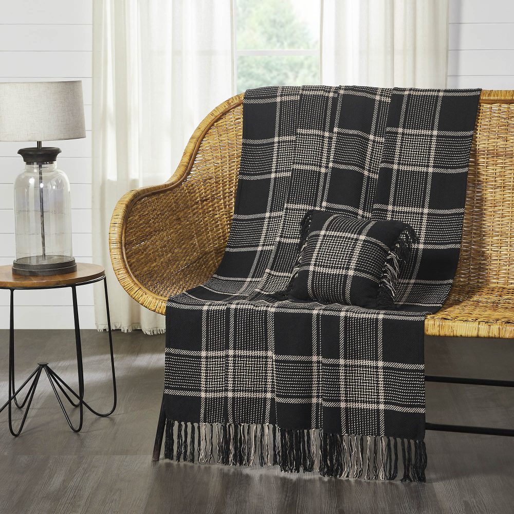 Eston Black Tan Plaid Throw 50x60 - Image 7