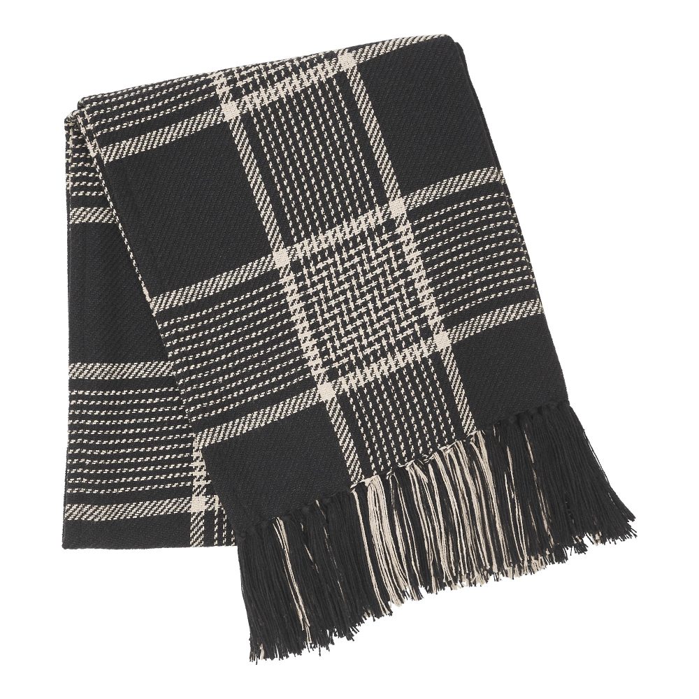 Eston Black Tan Plaid Throw 50x60 - Image 3
